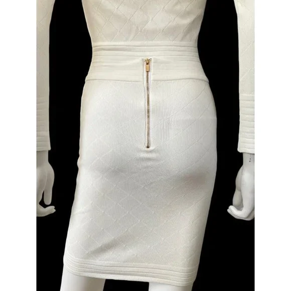 Two-Piece Set Jacket Zip + Mini Skirt White S - Picture 6 of 11
